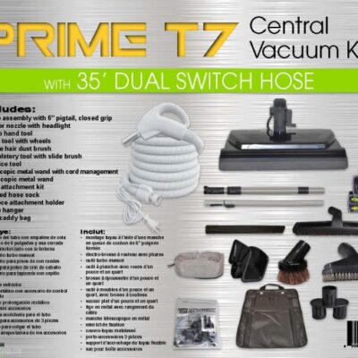 Titan T7 Prime Central Vacuum Kit with power nozzle, hose and tools