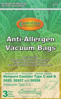 Kenmore "Q" Canister "50557" Allergy Bags-3pkg