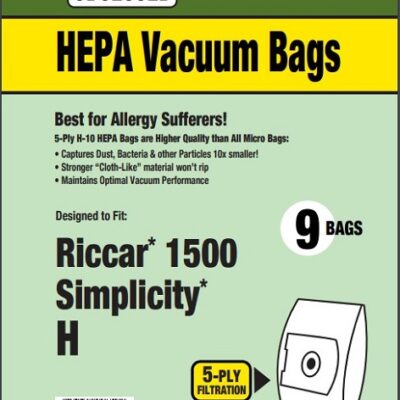 Riccar/Simplicity "H" Canister HEPA BAGS-9pkg