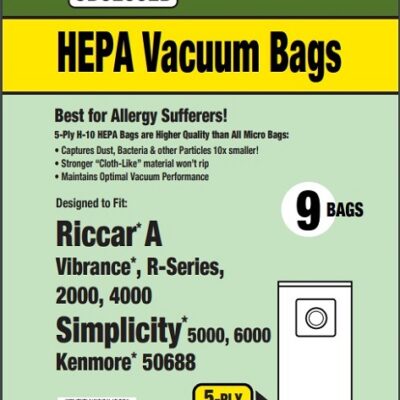 Riccar and Simplicity Upright Type A HEPA Bags